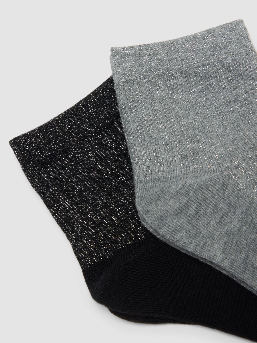 3er-Pack mehrfarbige glitzernde Kurzsocken aus elastischer Bio-Baumwolle in Rippstrick_1