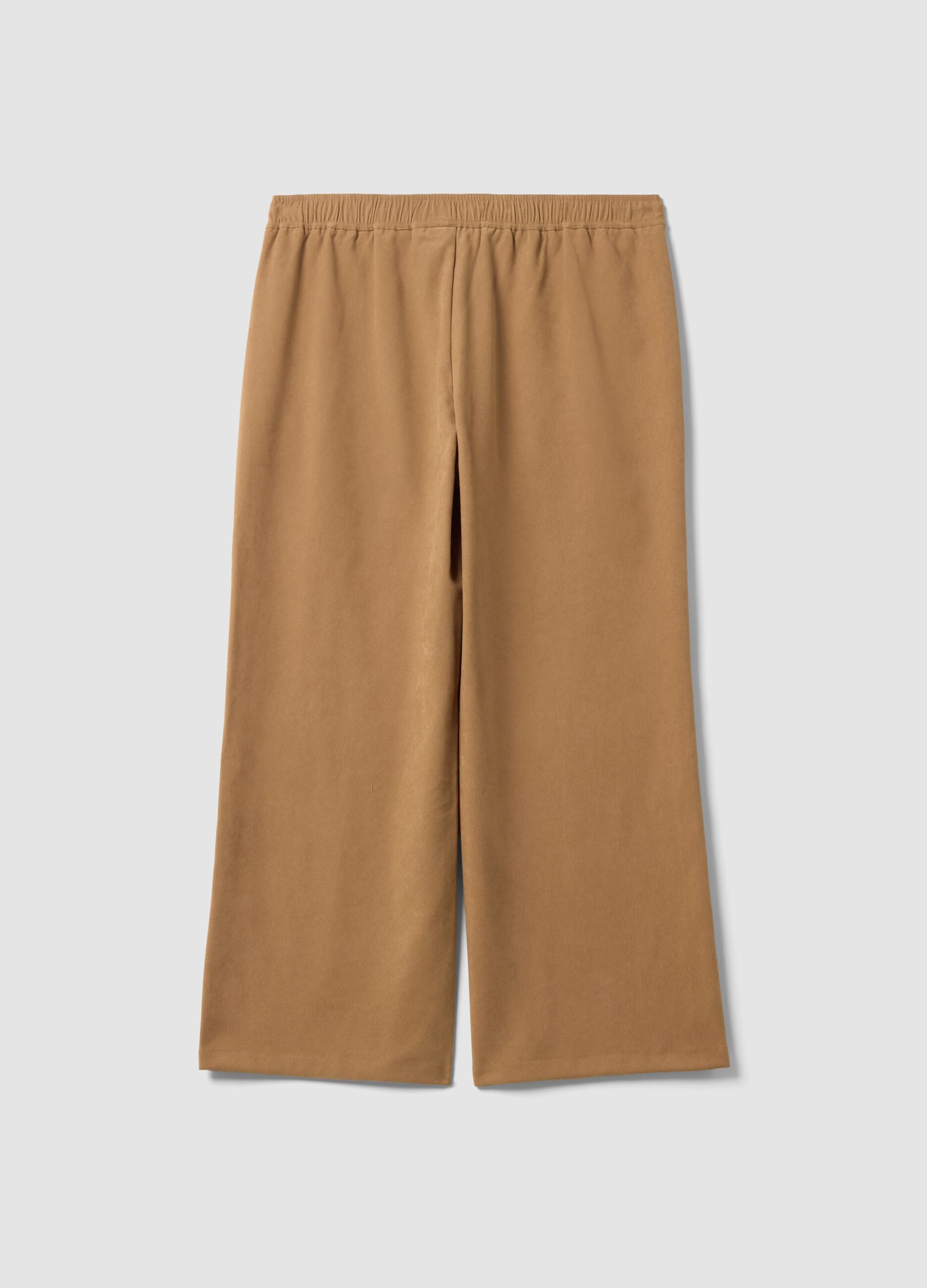 Brown wide-leg joggers in stretch fabric