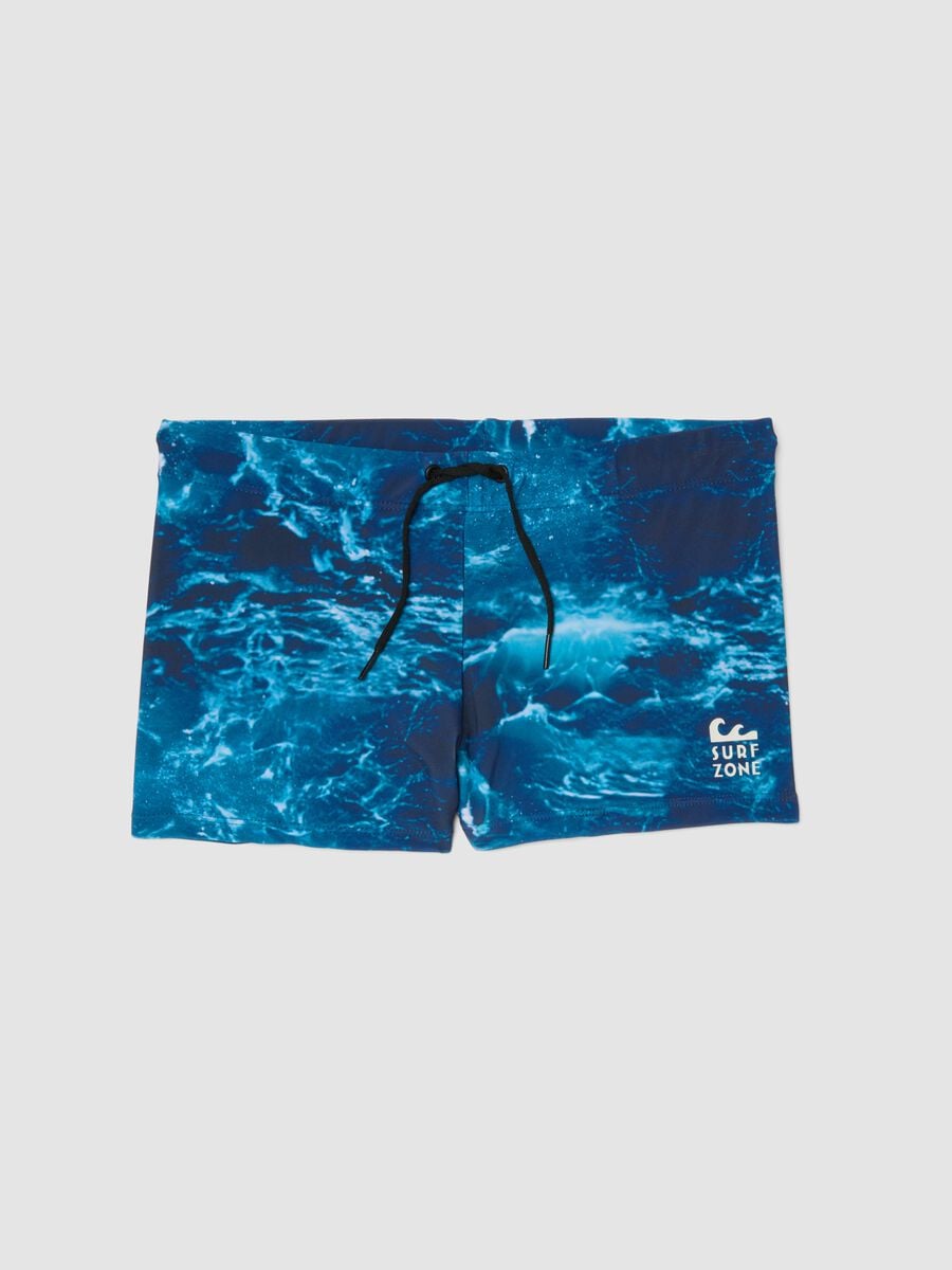 Blue stretch swim boxer shorts_0