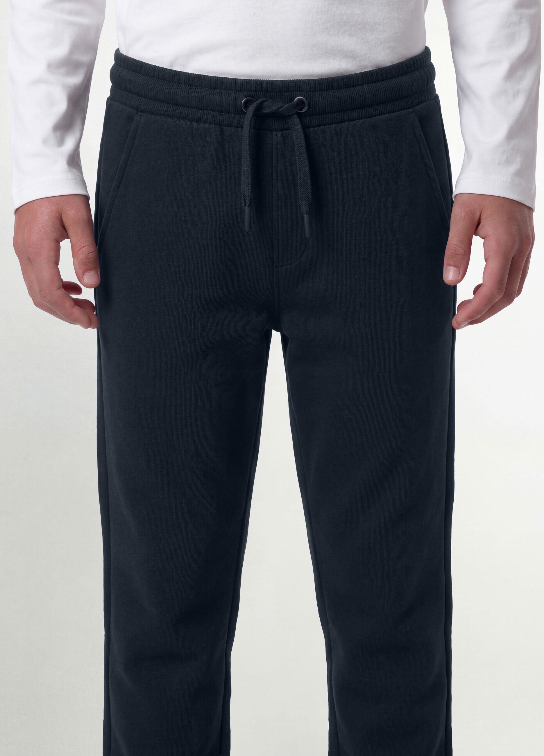 Navy organic cotton joggers with drawstring for boys