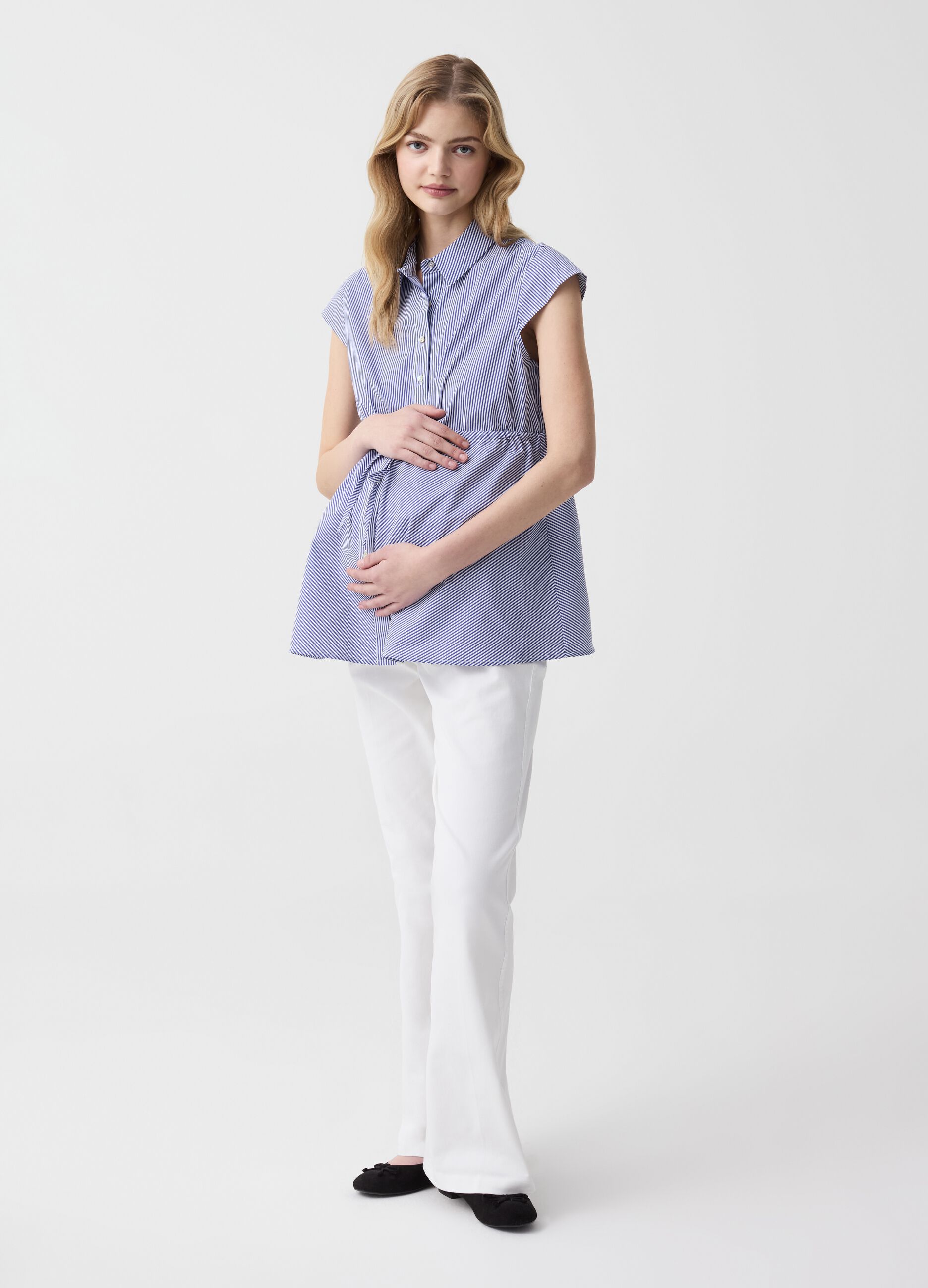 Maternity shirt in stretch poplin