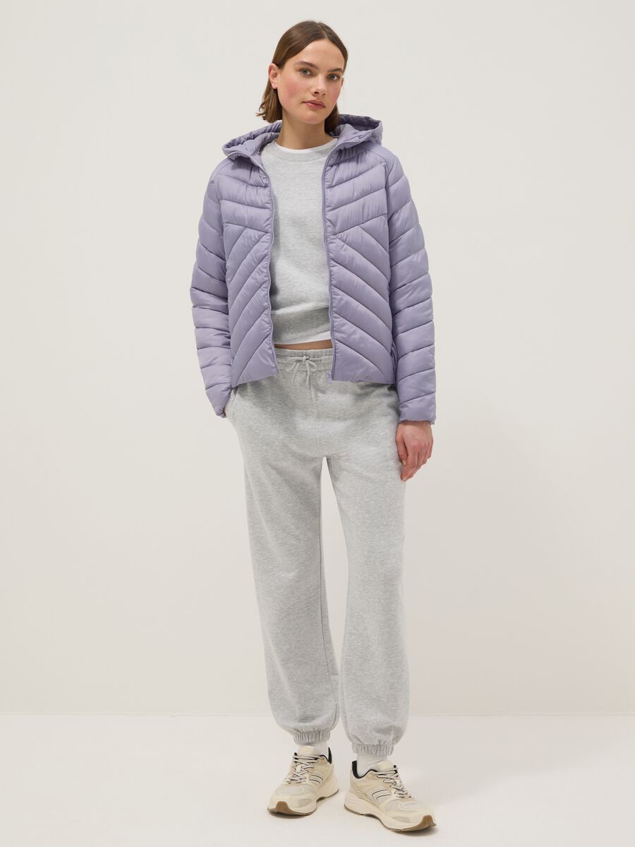 Purple padded jacket regular fit with hood_1