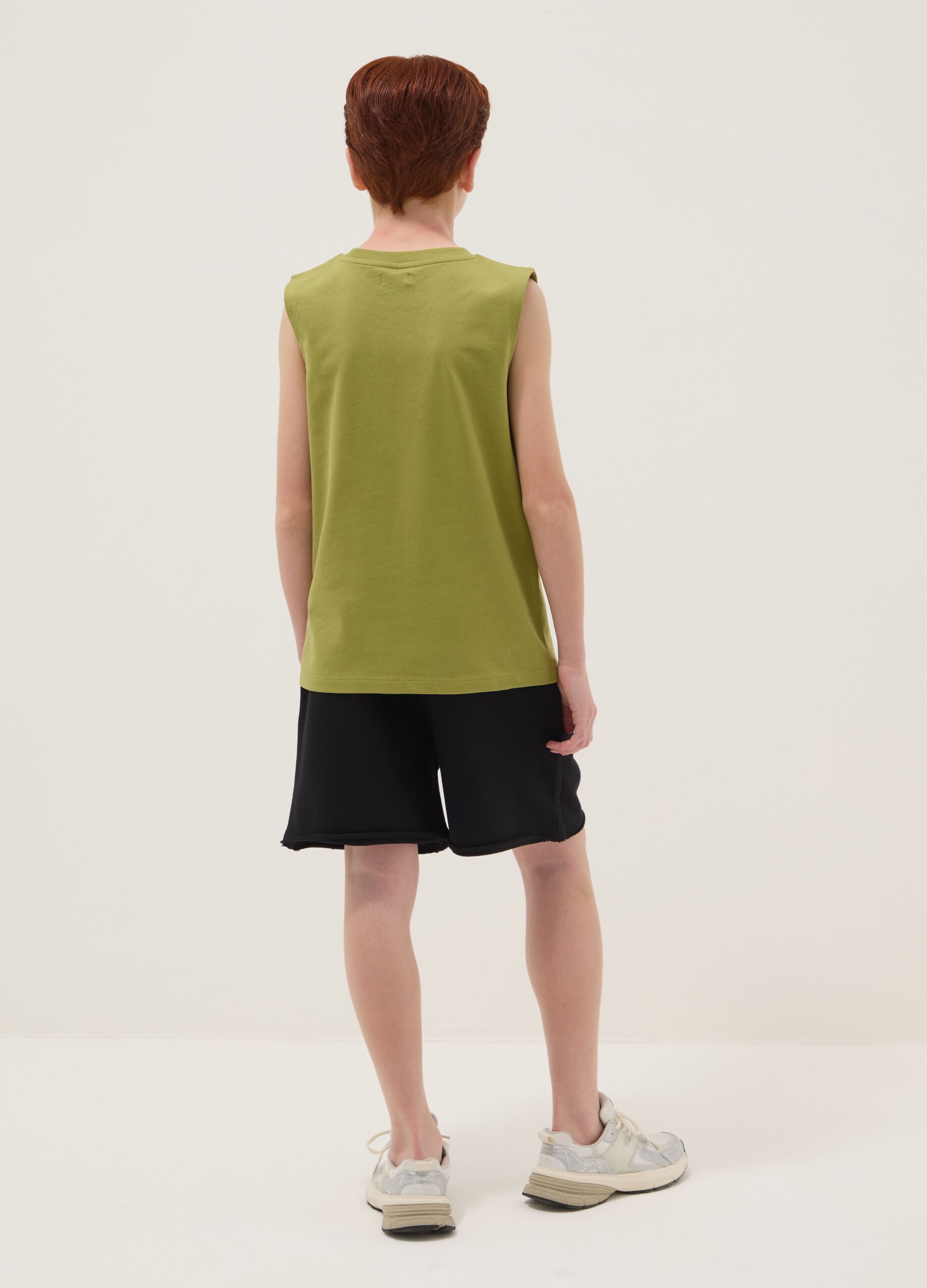 Green and blue pure cotton set with vest top and shorts