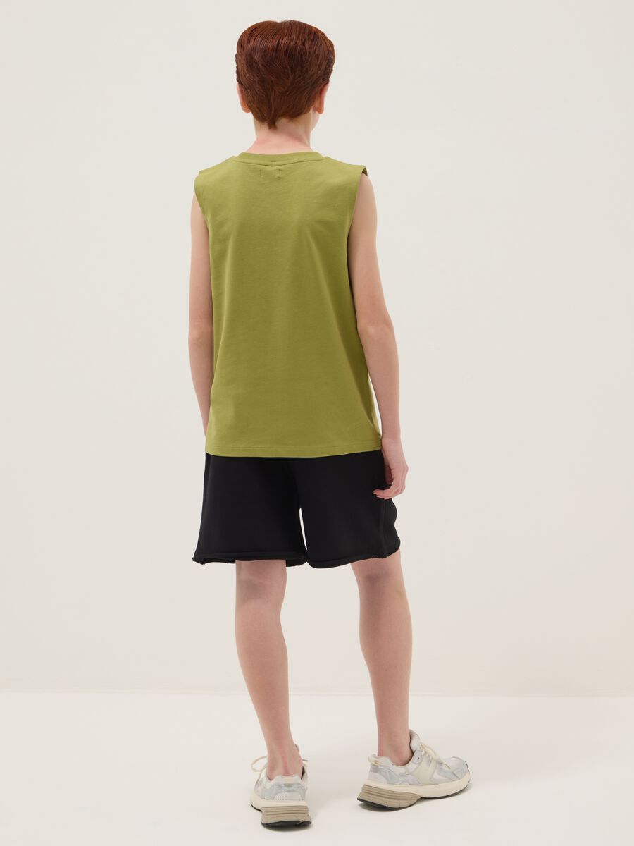 Green and blue pure cotton set with vest top and shorts_1