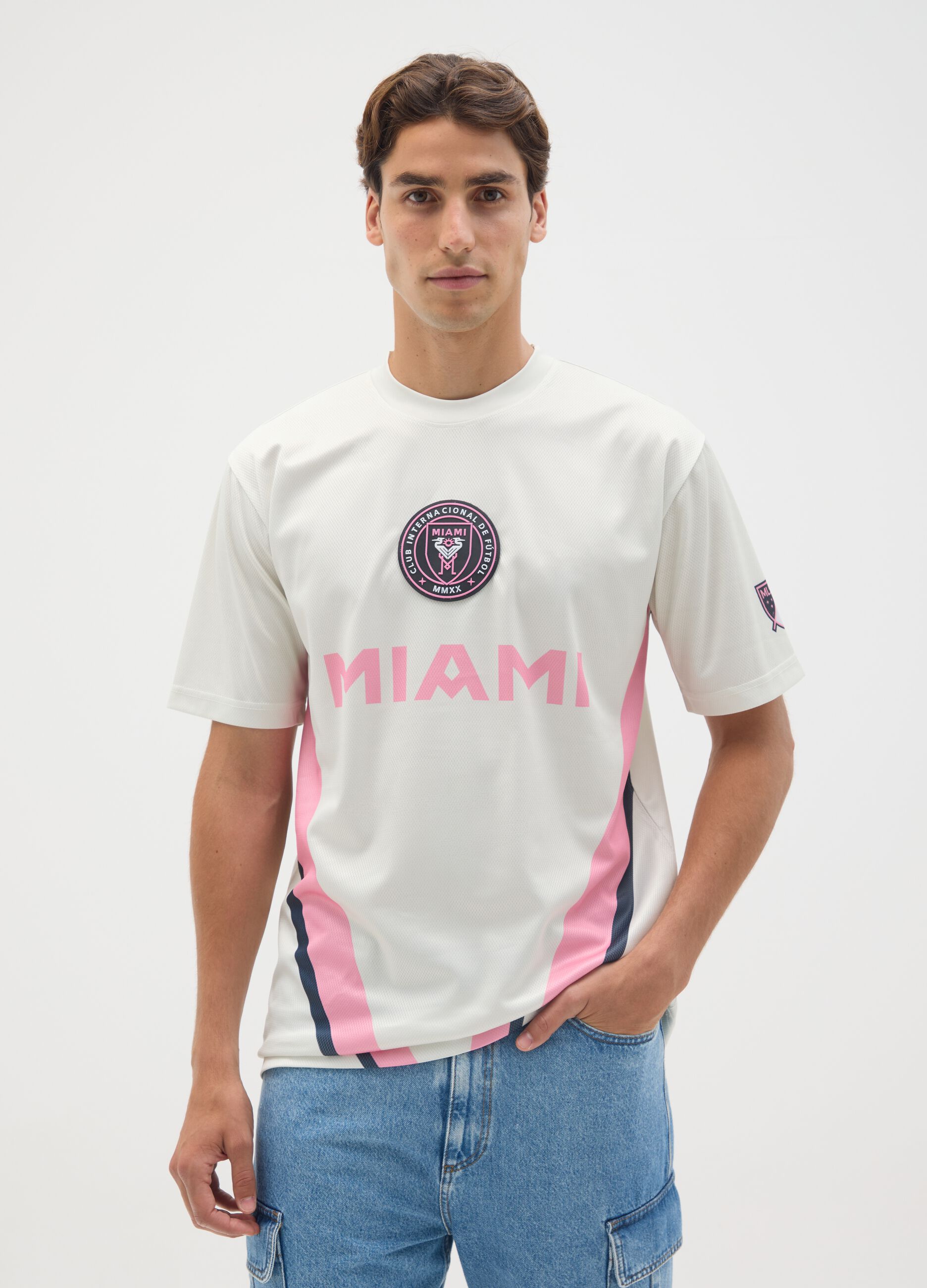 T-shirt multicolor com estampado