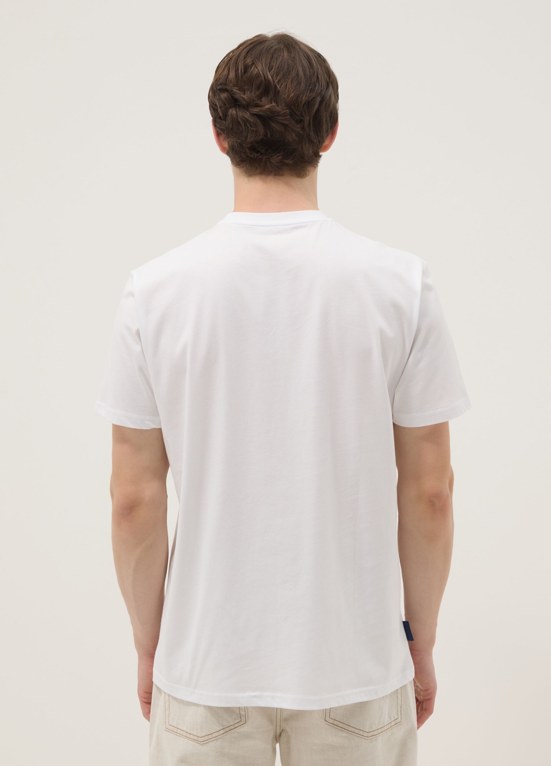 Wei&szlig;es T-Shirt aus reiner Baumwolle mit Print, Regular Fit