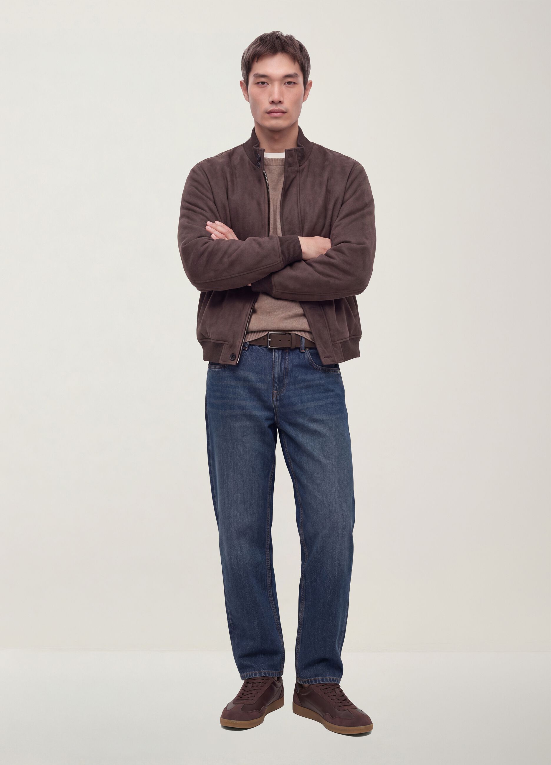 Giubbotto marrone regular fit con zip