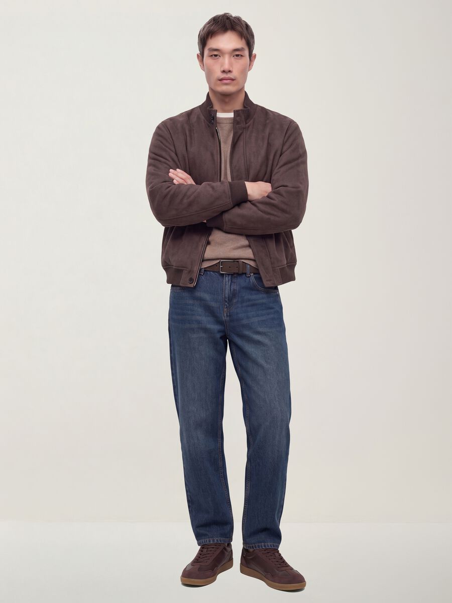Brown regular-fit jacket with zip_1
