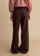 Braune gestreifte Viskose-Mix Hose mit weitem Bein_2