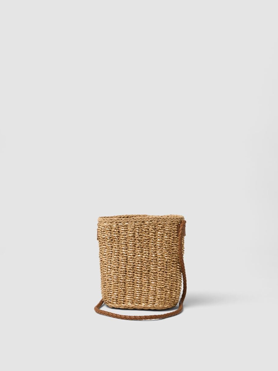 Tasche aus reinem beigem Papierstoff mit Schultergurt_1
