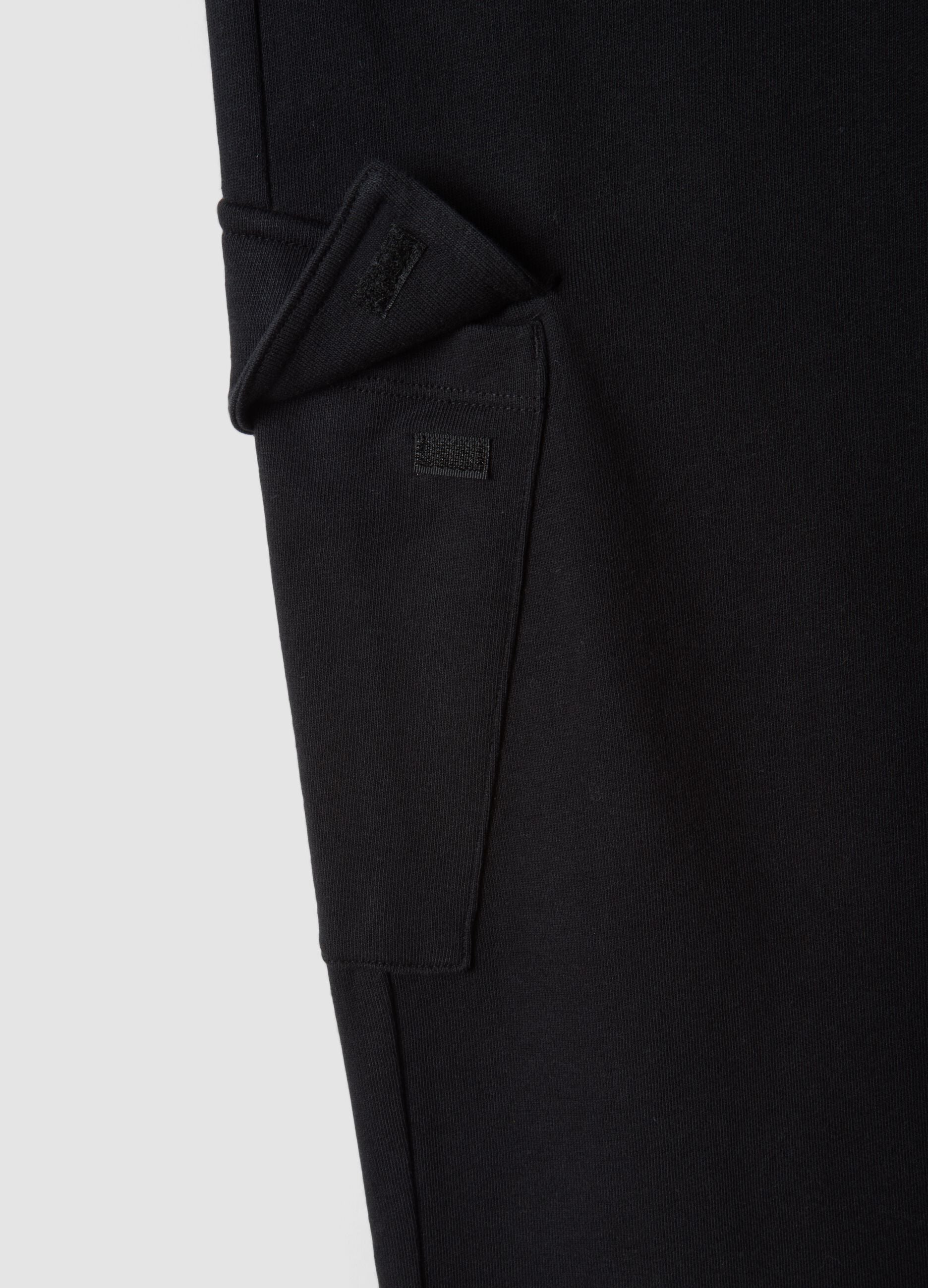 Pantaloni cargo neri culotte in puro cotone per ragazza