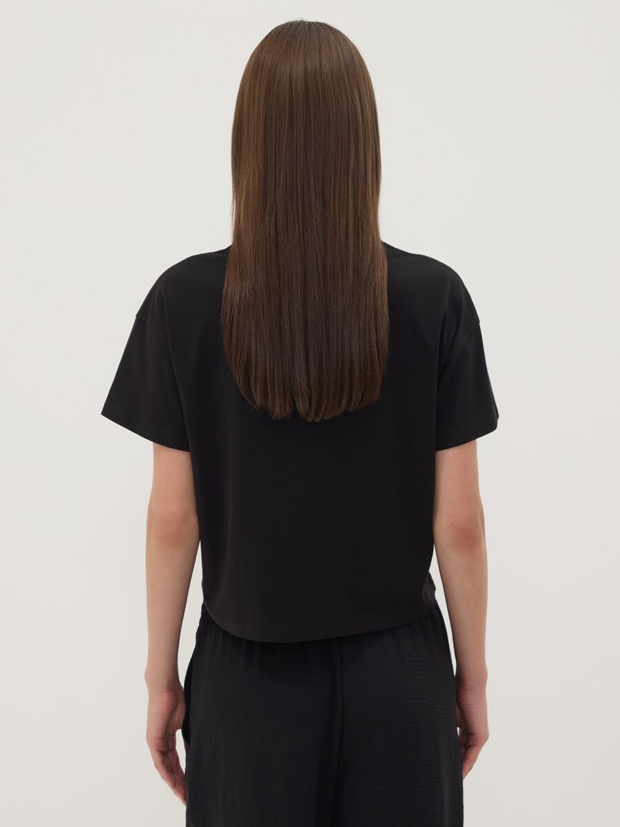 Black pure cotton Kuromi print T-shirt, regular fit_3