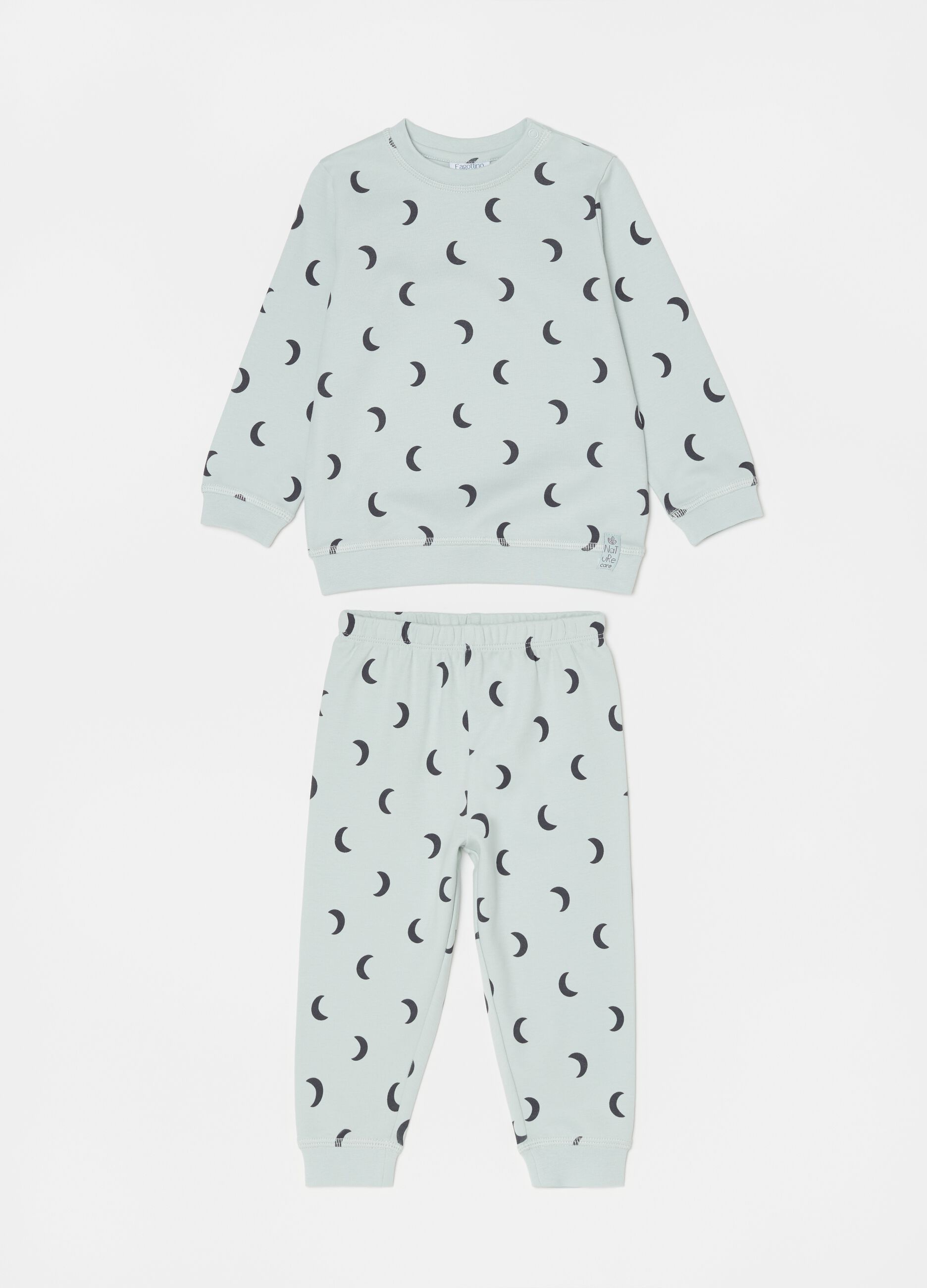 Long pyjamas in 100% cotton with moon pattern