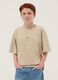 Beige pure cotton short-sleeve boys&rsquo; T-shirt, oversized fit_0