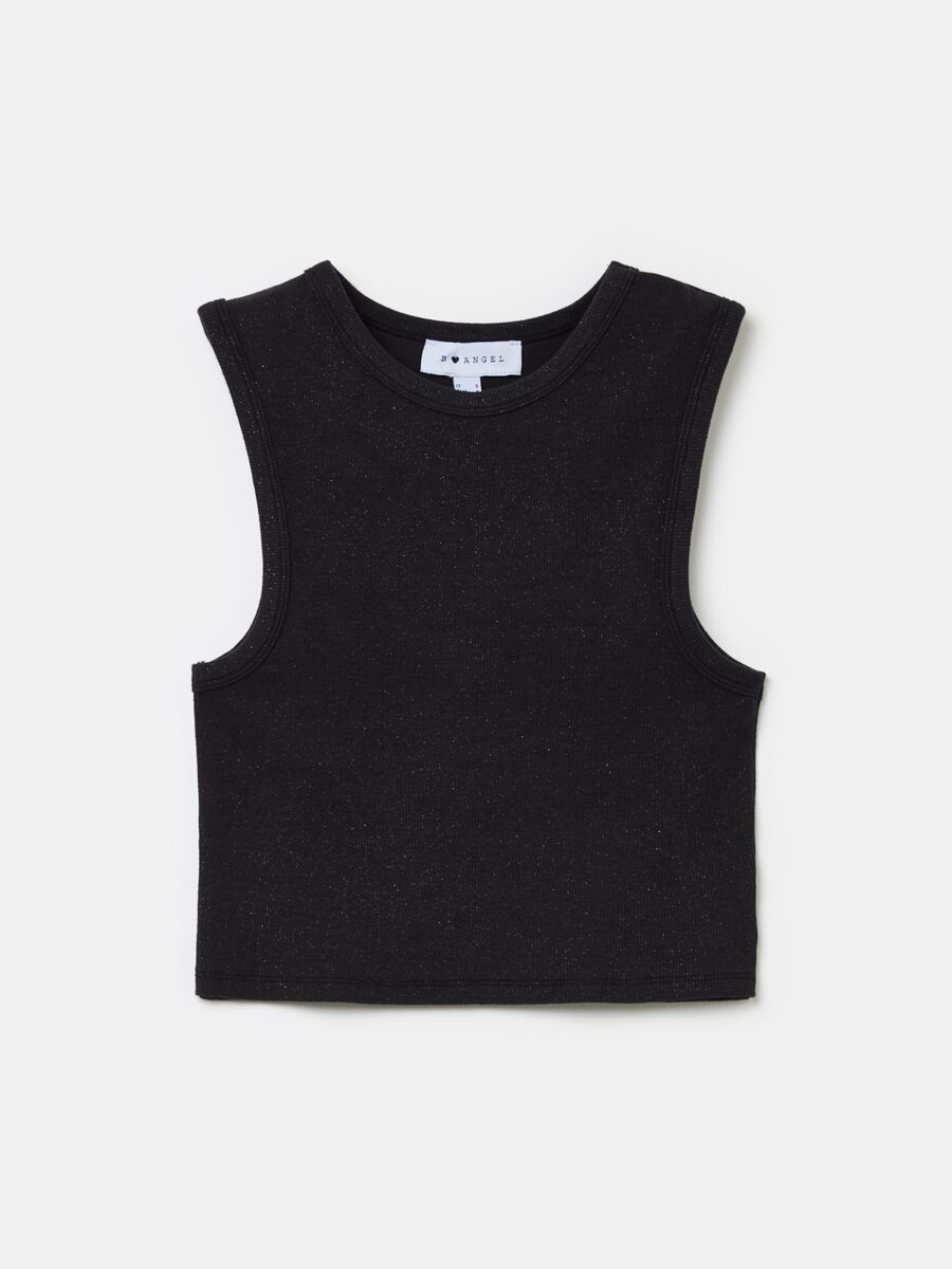 Ribbed crop tank top with lurex_1