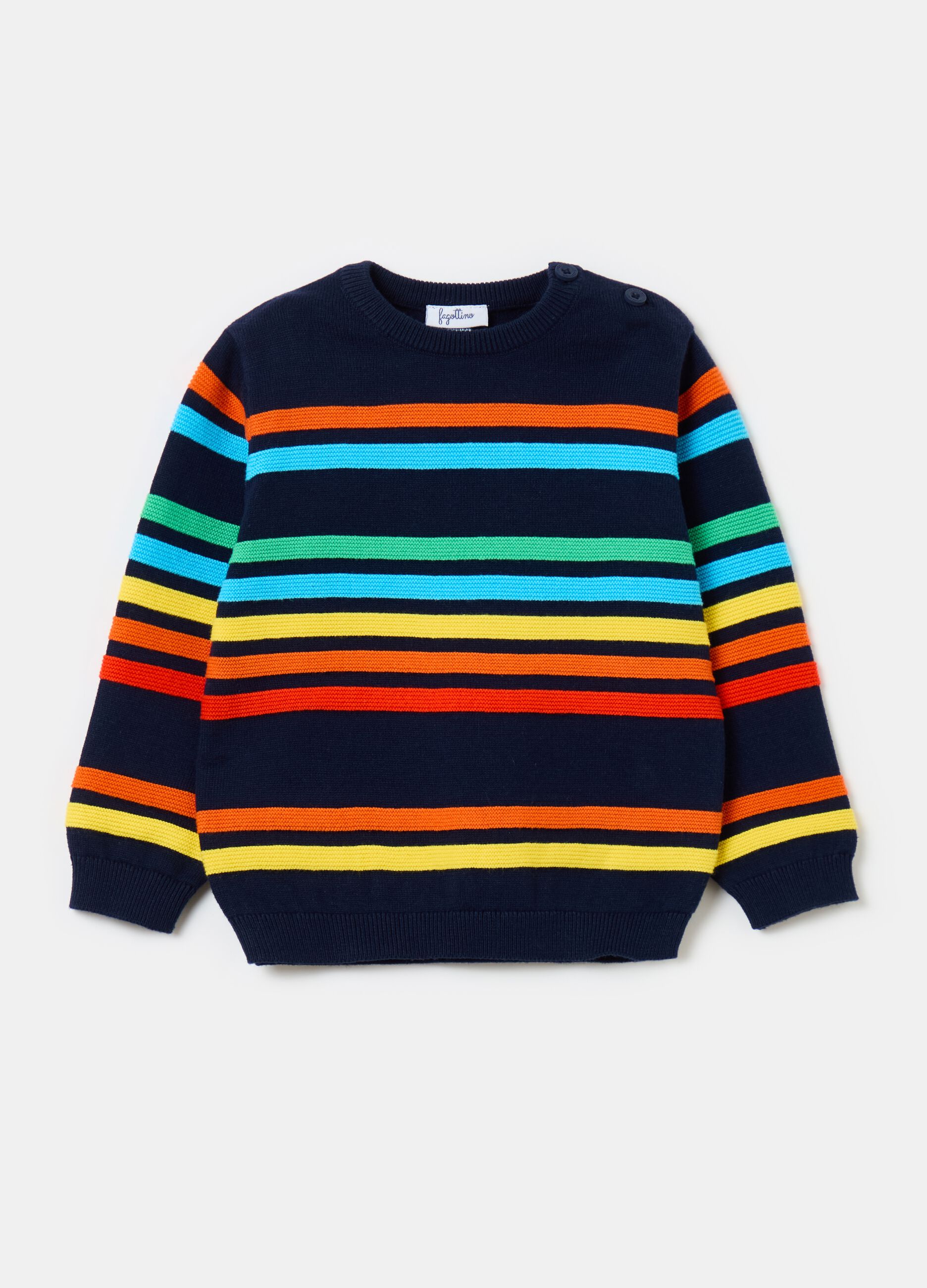 Cotton pullover with striped pattern