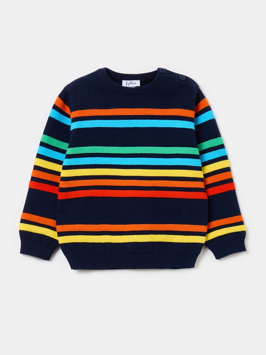 Cotton pullover with striped pattern_0