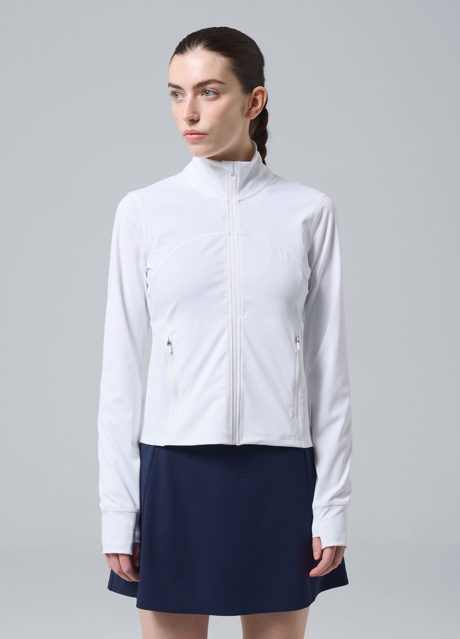 Wei&szlig;es ALTAVIA COURT Full-Zip-Sweatshirt aus elastischem Funktionsmaterial