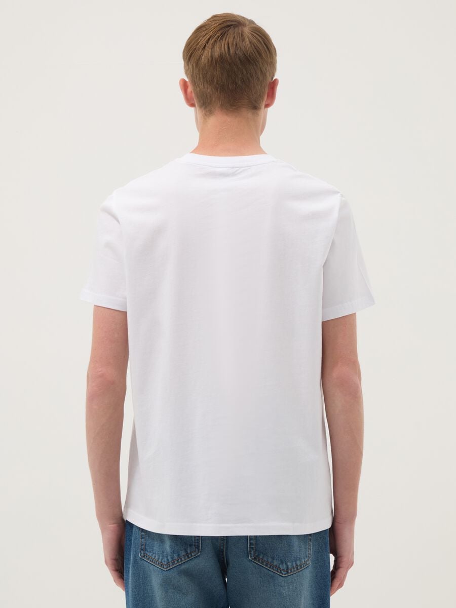 White pure cotton T-shirt with front print_3