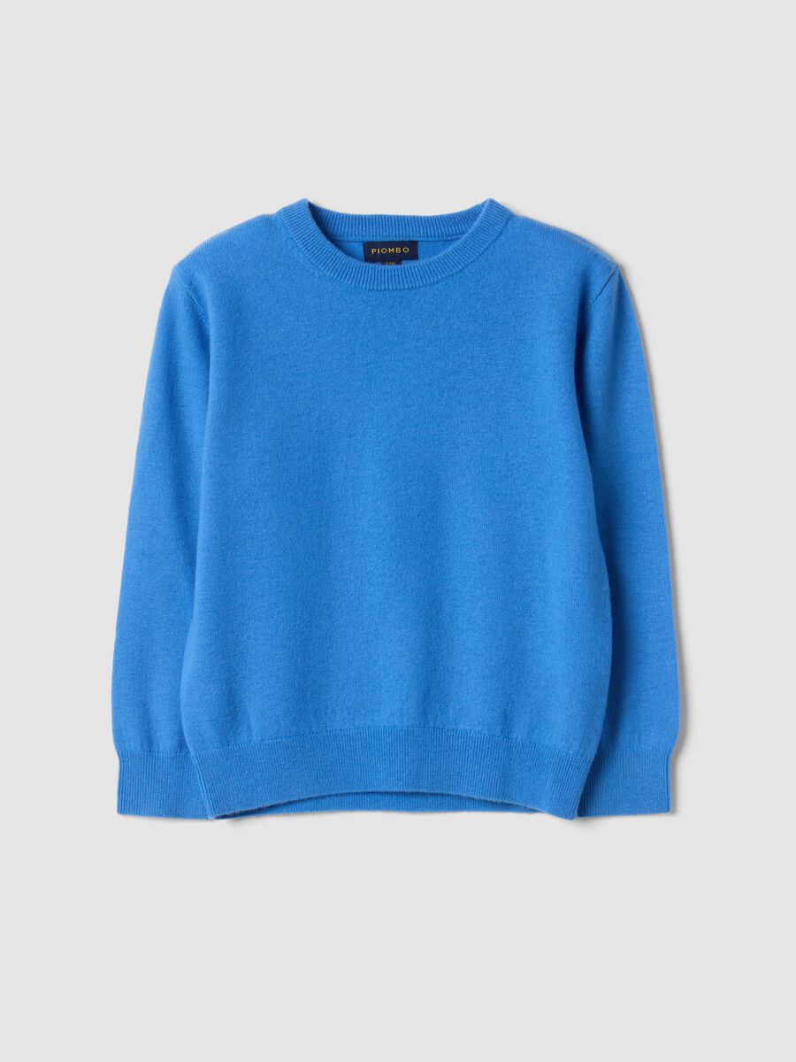 Maglia azzurra in pura lana a maniche lunghe regular fit_0