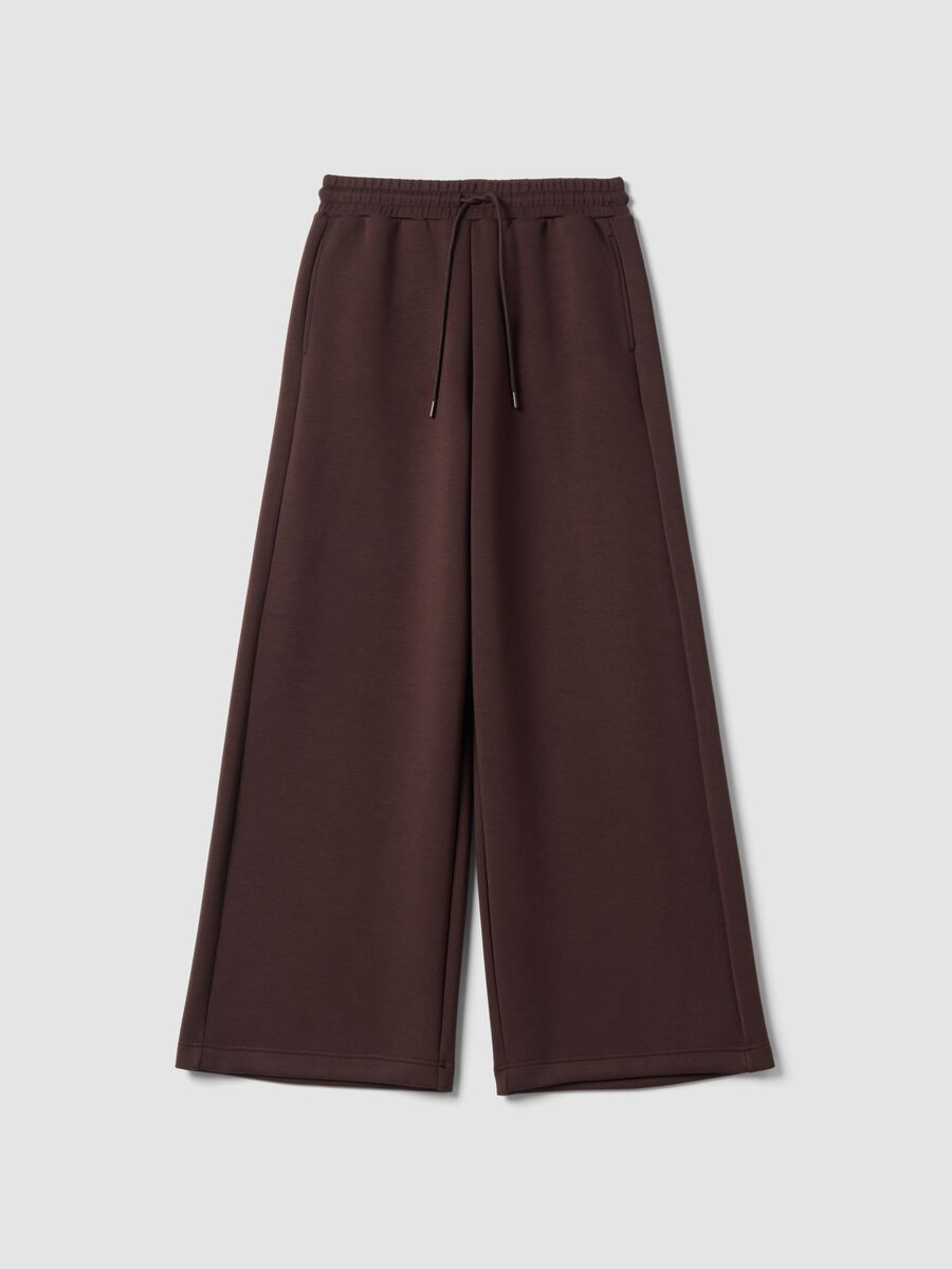 Braune Wide-Leg-Hose aus elastischem Modal mit Tunnelzug_4