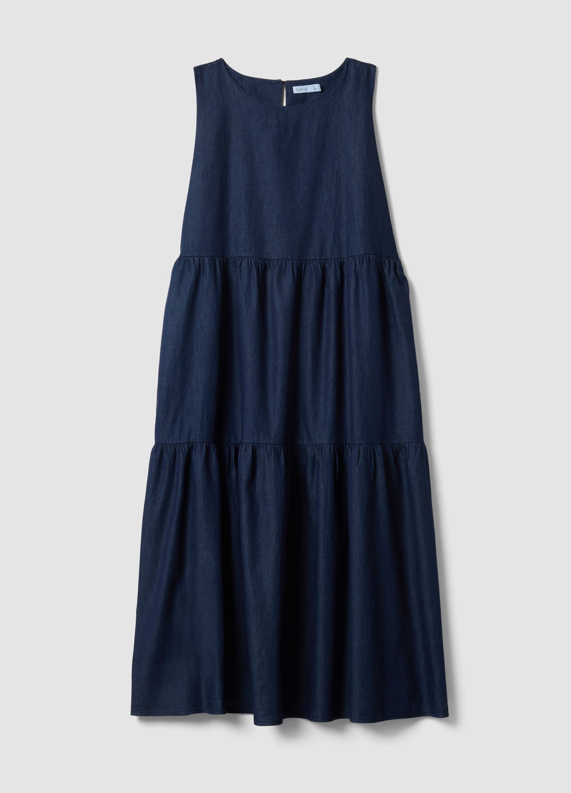 Robe midi bleue en pur coton