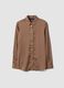 Camicia marrone in tessuto elasticizzato con fantasia regular fit_0
