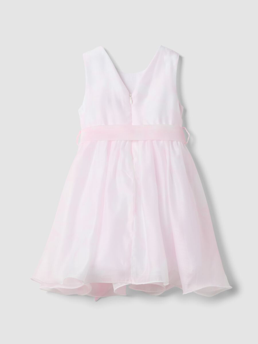Girls&rsquo; sleeveless pink dress with waist bow_1