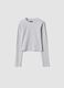 T-shirt grigia in cotone organico e viscosa elasticizzata con strass_0