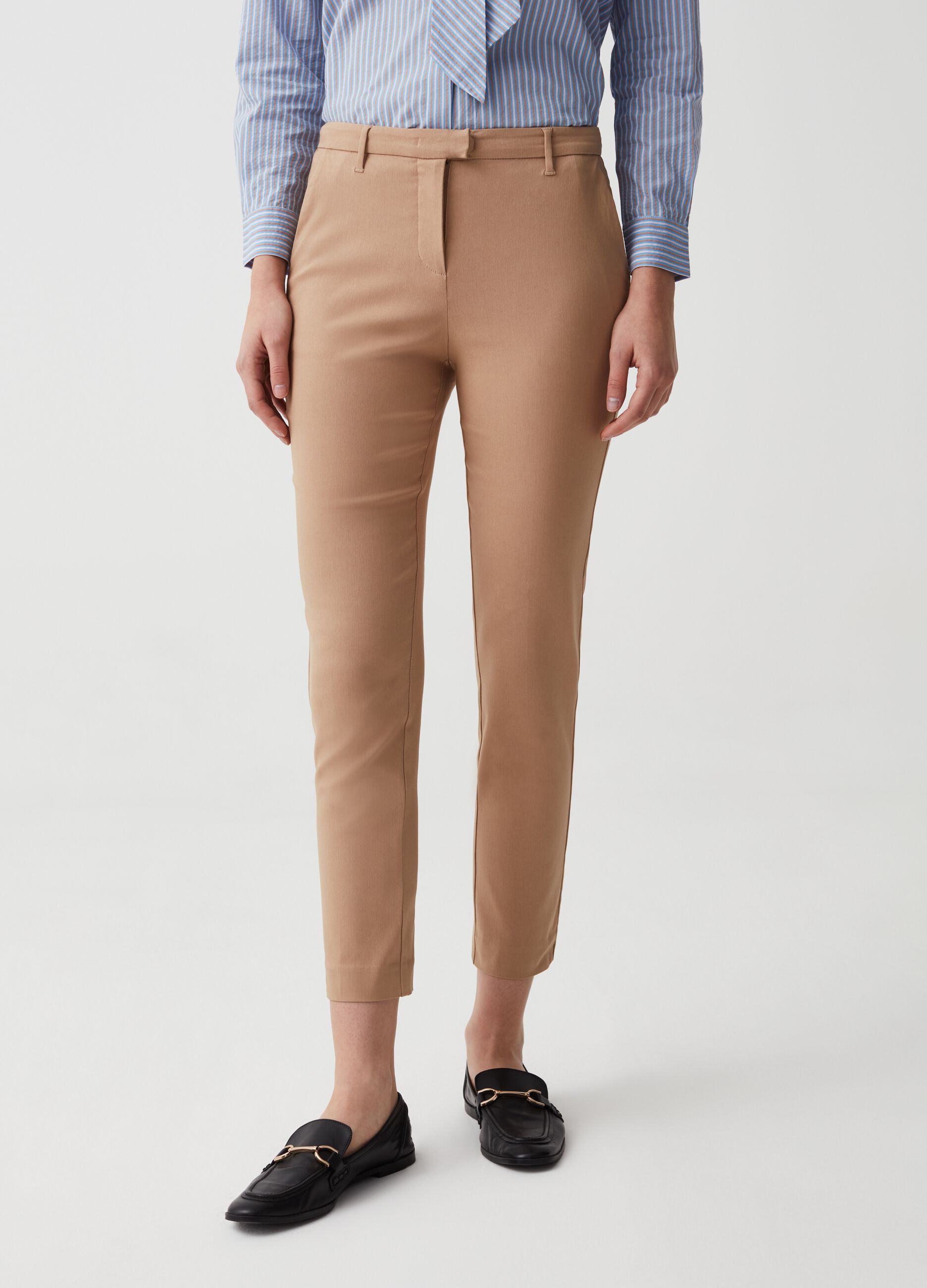 Cropped cotton chinos