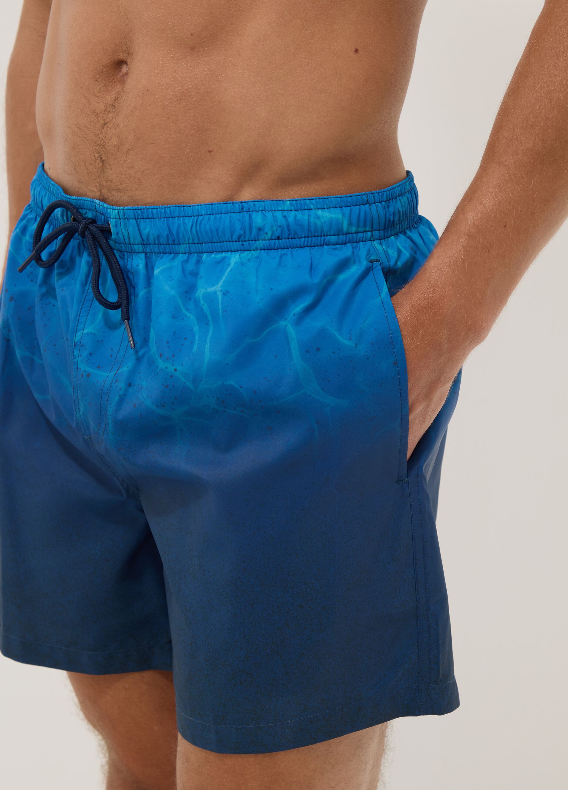 Blue ombr&eacute; swim shorts with elasticated waist