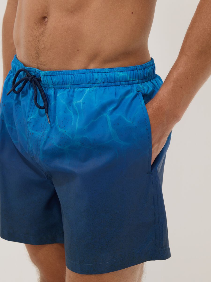Blue ombr&eacute; swim shorts with elasticated waist_3