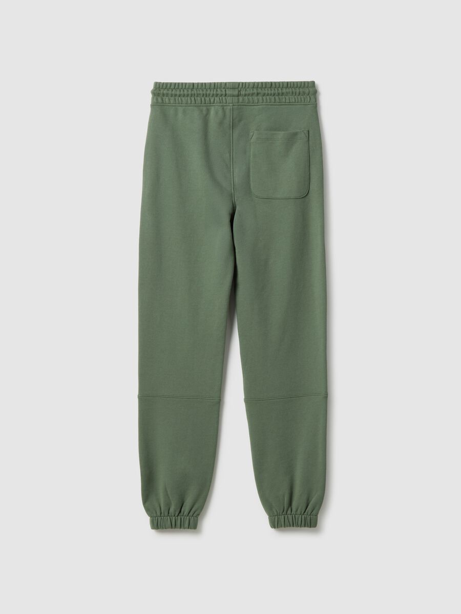 Organic cotton green jogger trousers with regular fit for boys_1