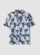 Blue organic cotton floral shirt_4