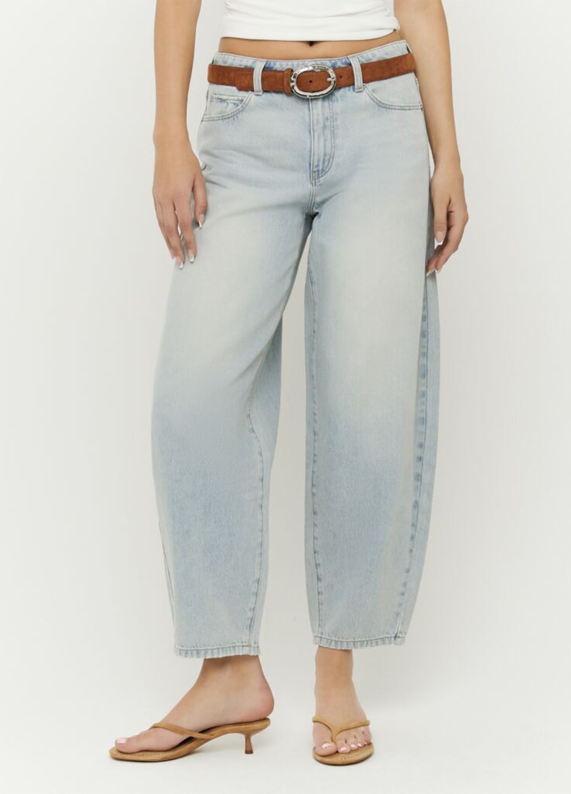 Light blue cotton and lyocell blend jeans