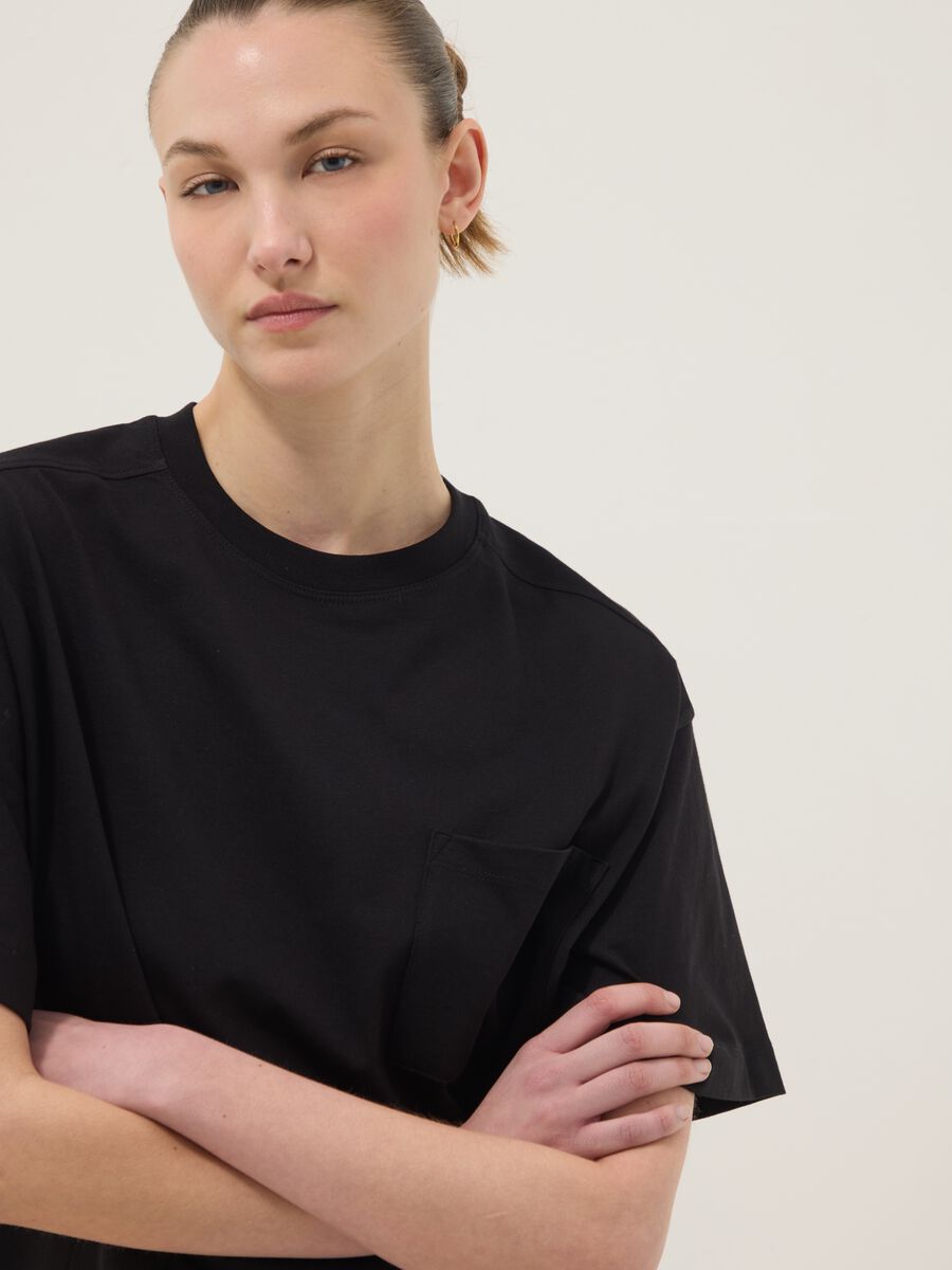 Schwarzes Kleid aus reiner Baumwolle im Relaxed Fit_3