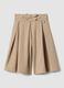 Pantaloni beige wide leg in viscosa elasticizzata con fiocco per bimba_0