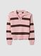 Pink striped viscose-blend polo-collar jumper, regular fit_4