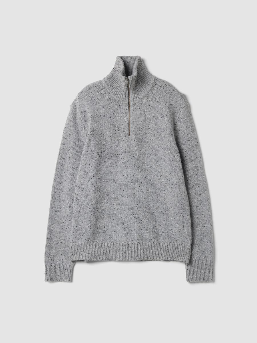 Grey cotton-wool blend half-zip jumper_0
