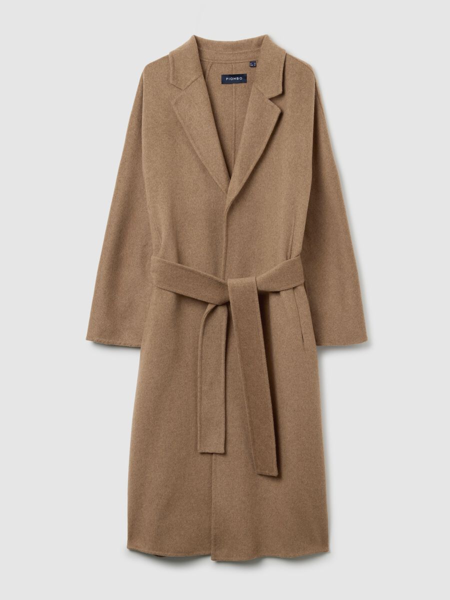 Long coat in beige wool blend, oversized fit_5