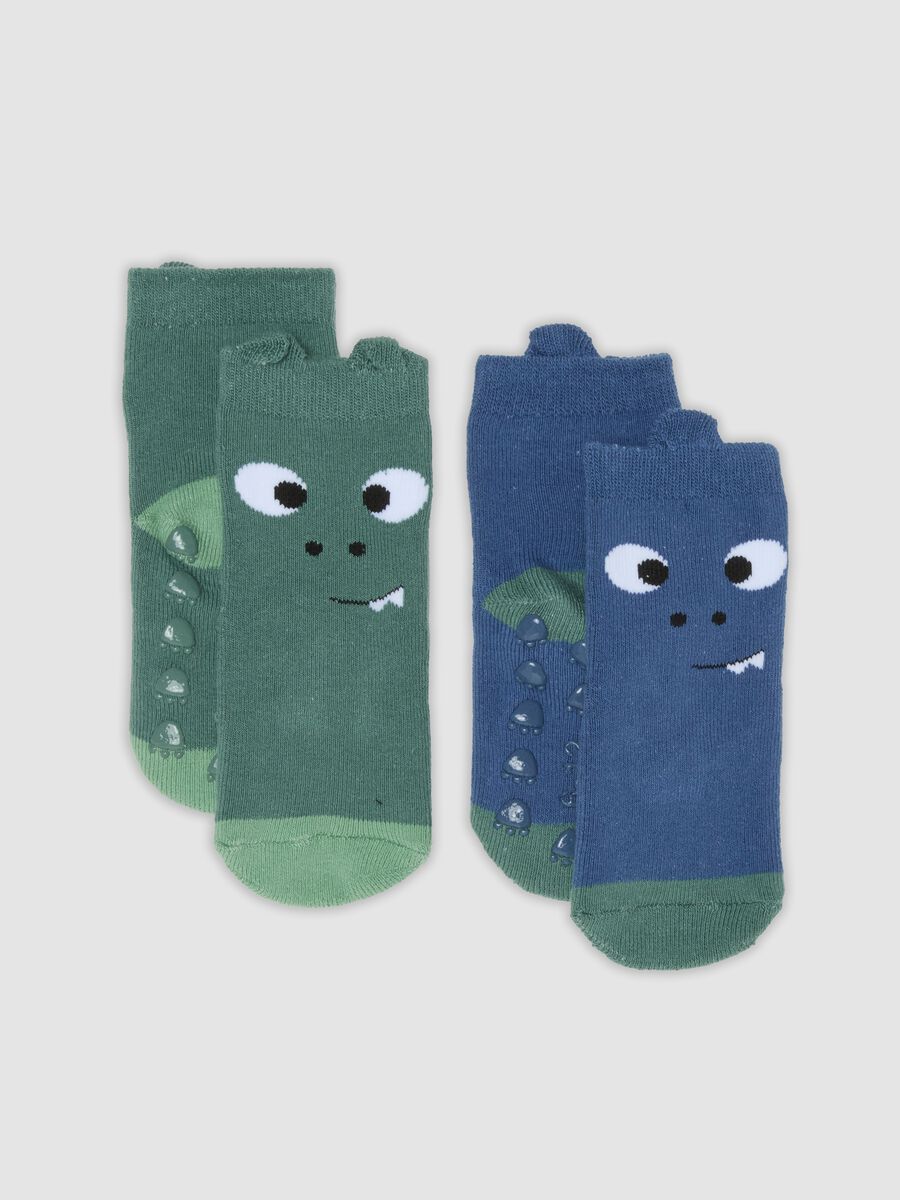 Lot de 2 chaussettes antid&eacute;rapantes multicolores en m&eacute;lange de coton bio_0
