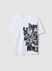 Boys&rsquo; white 100% cotton oversized T-shirt with print_0