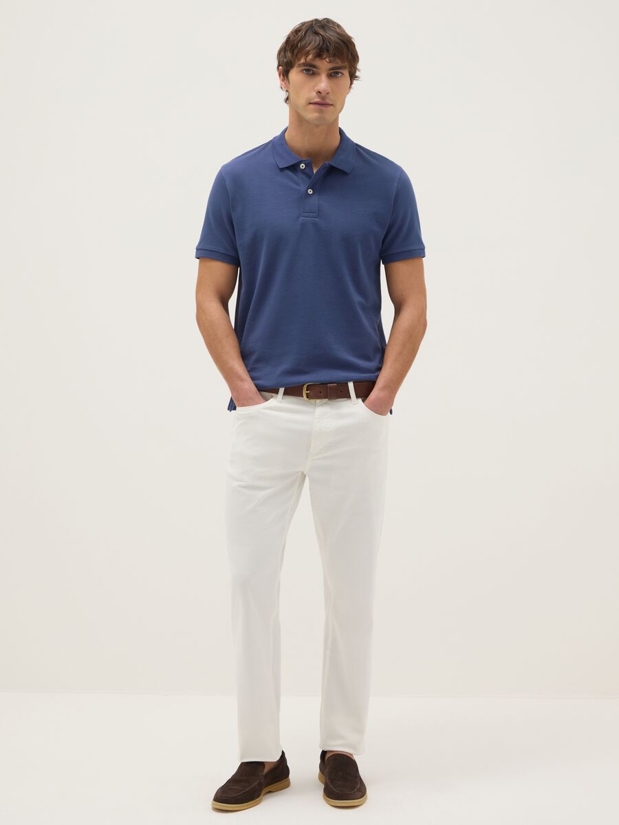 Blue pure cotton polo regular fit_1