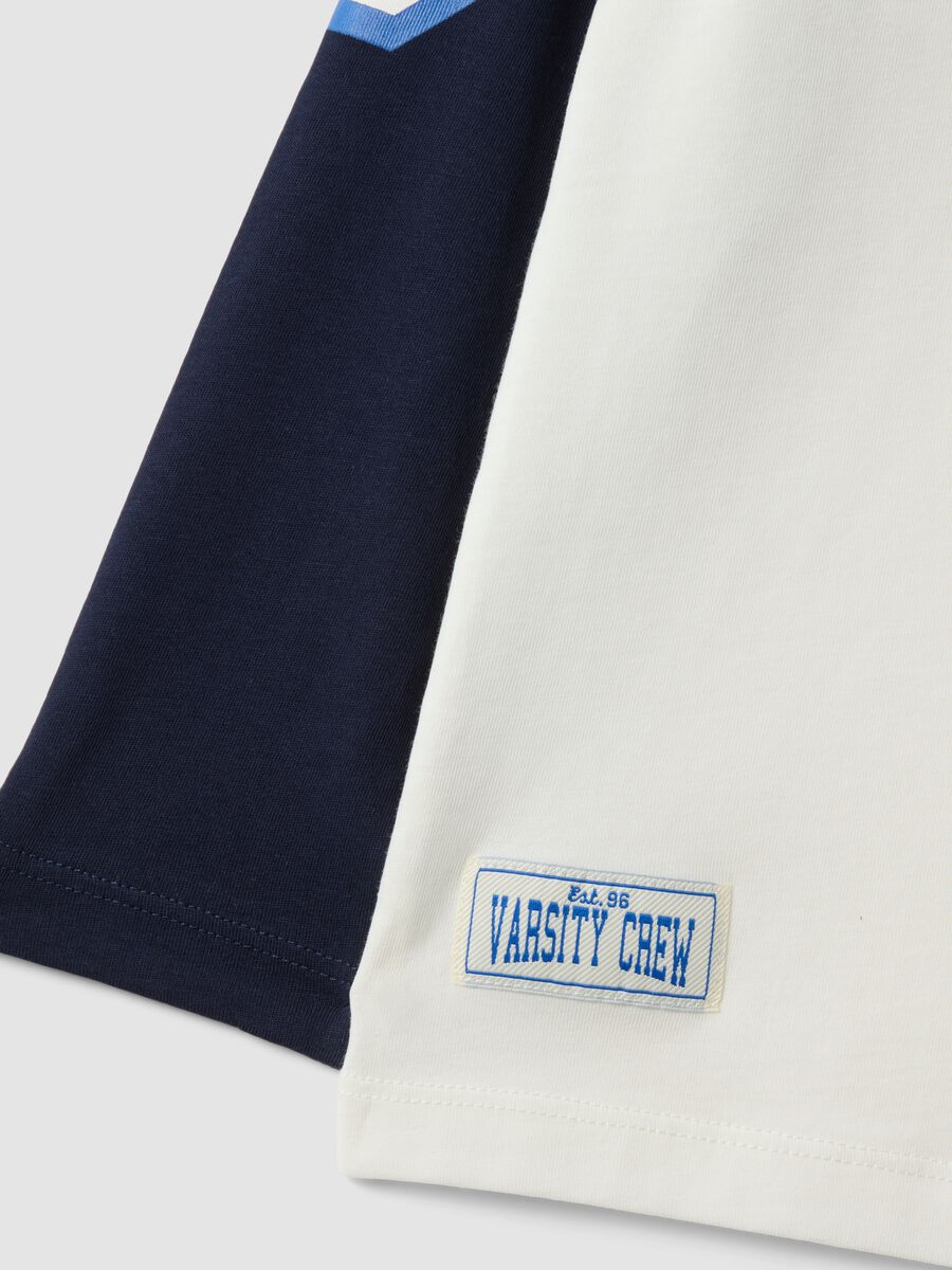 White pure cotton boys&rsquo; T-shirt with crew neck and raglan sleeves_3