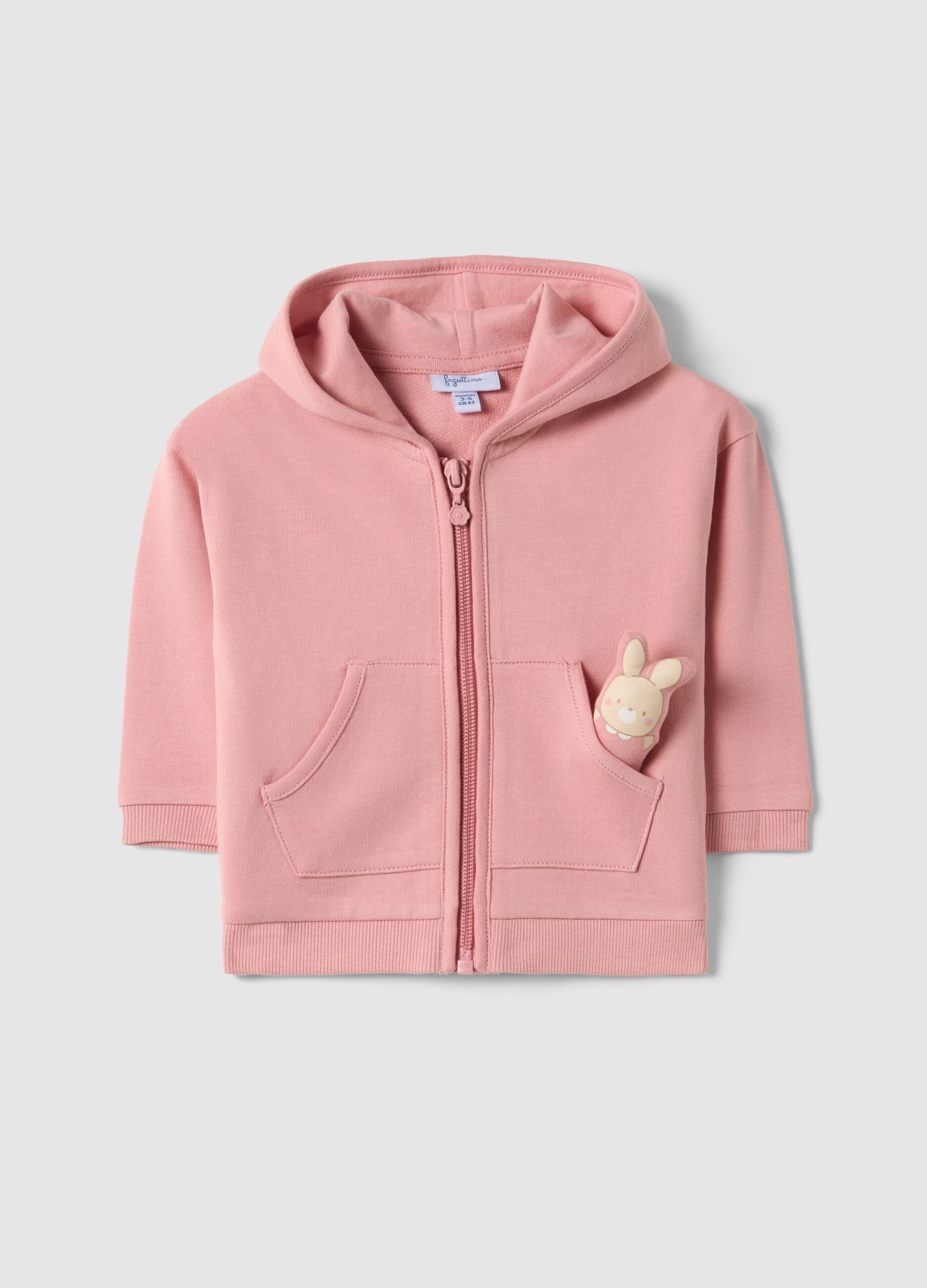 Sweatshirt rosa de algod&atilde;o para beb&eacute; regular fit com brinquedo