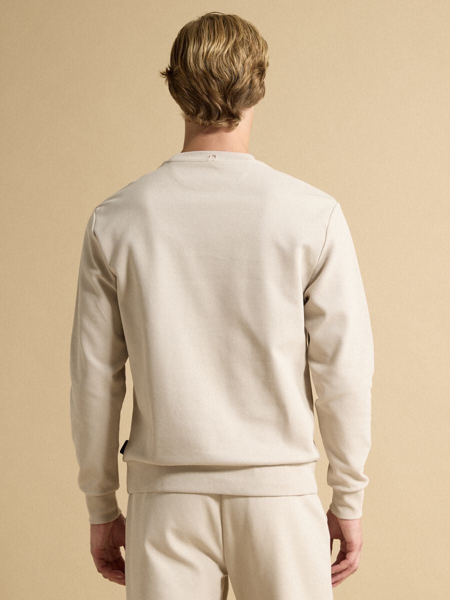 Beige stretch-cotton relaxed-fit crew-neck sweatshirt_3