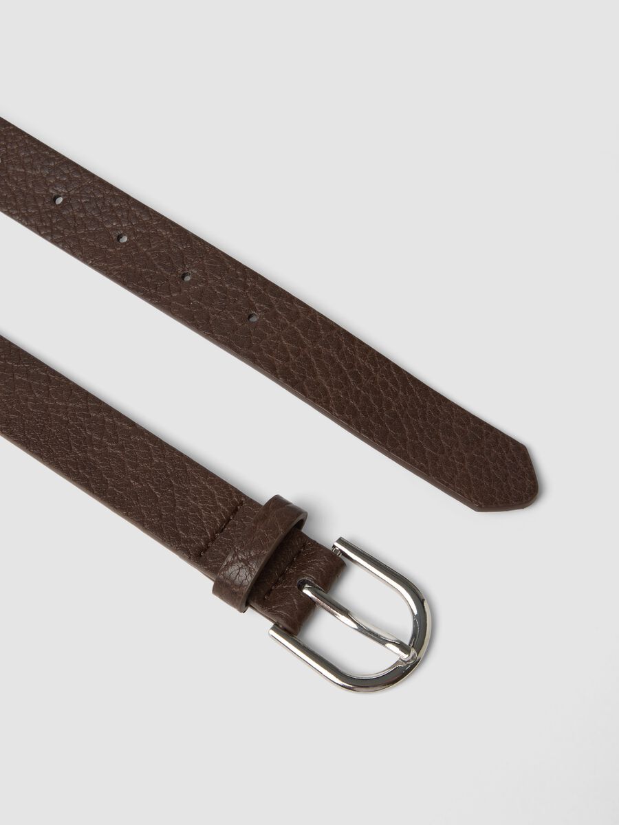 Brown hammered-effect belt with silver buckle_1