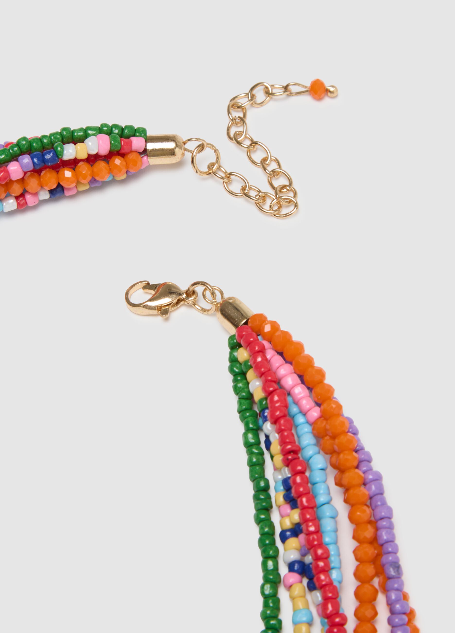 Multicolour glass necklace with layered design