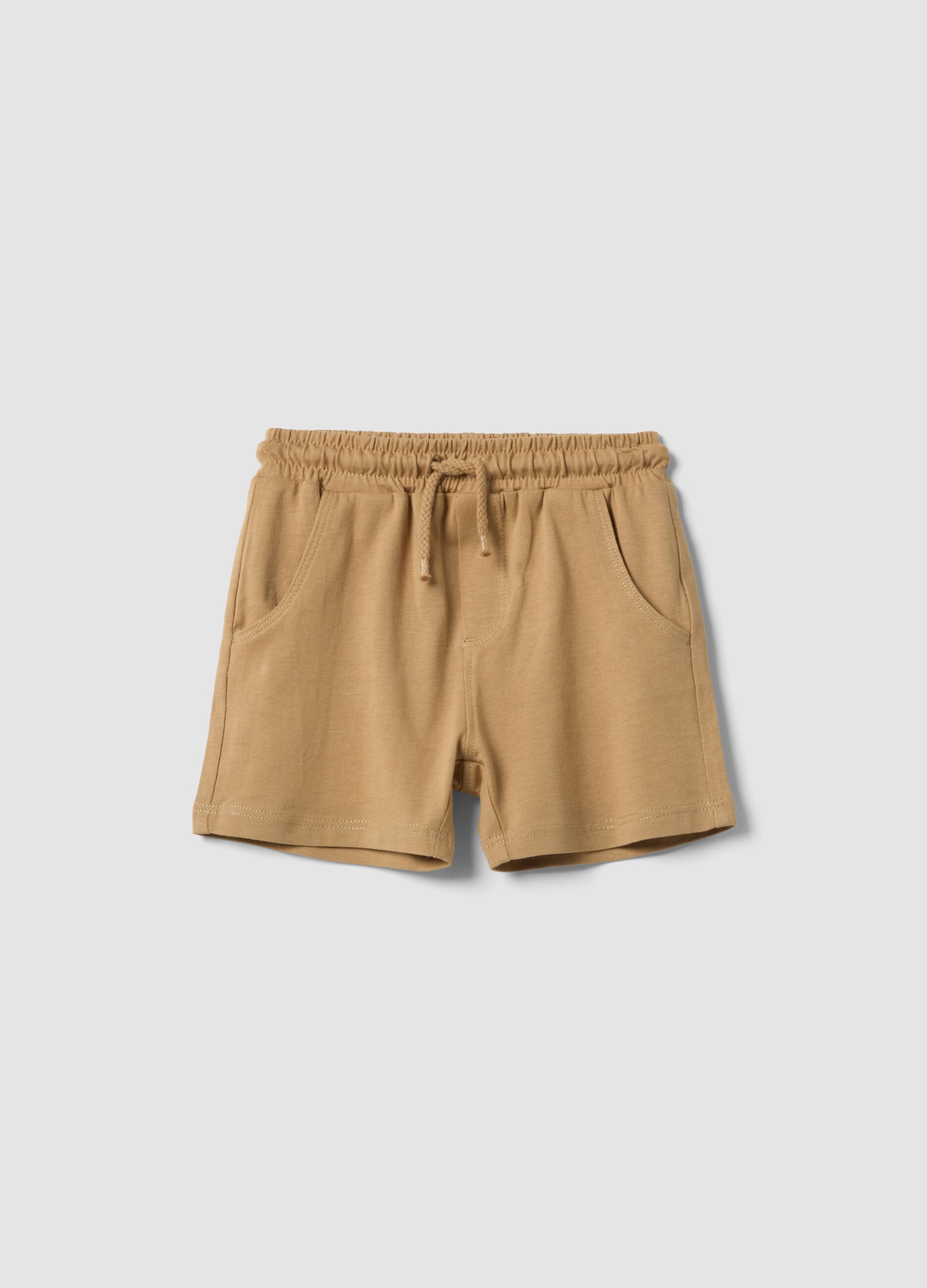 Beige pure cotton boys&rsquo; shorts, regular fit