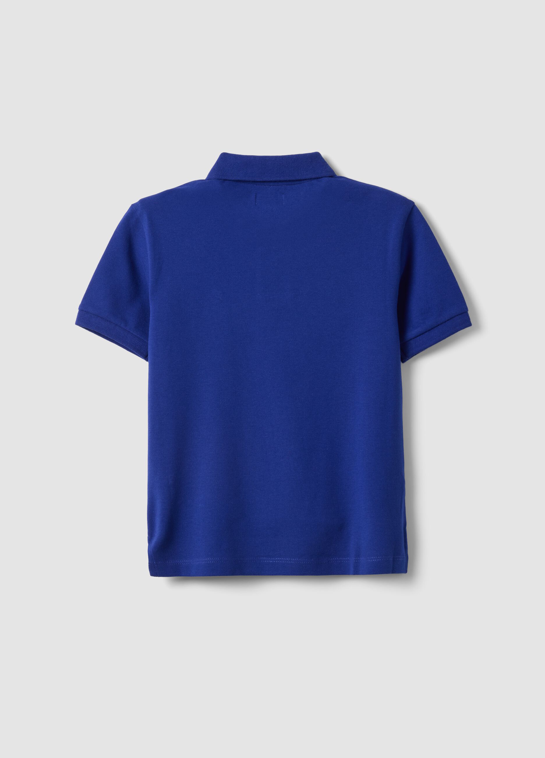 Boys' Regular Fit Blue Stretch Cotton Polo